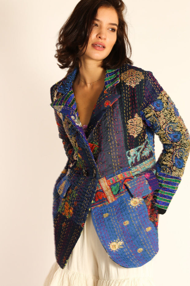 EMBROIDERED PATCHWORK JACKET PENNY - sustainably made MOMO NEW YORK sustainable clothing, Jacket slow fashion