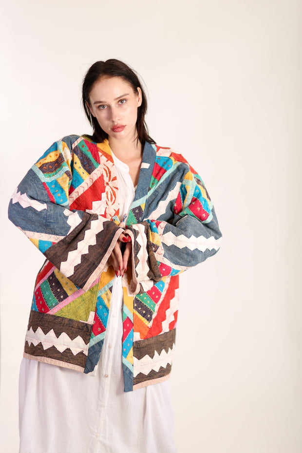 EMBROIDERED PATCHWORK KIMONO HILO - sustainably made MOMO NEW YORK sustainable clothing, slow fashion