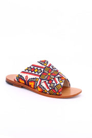 EMBROIDERED SANDALS DAISY NEEDLESTITCH - sustainably made MOMO NEW YORK sustainable clothing, mules slow fashion