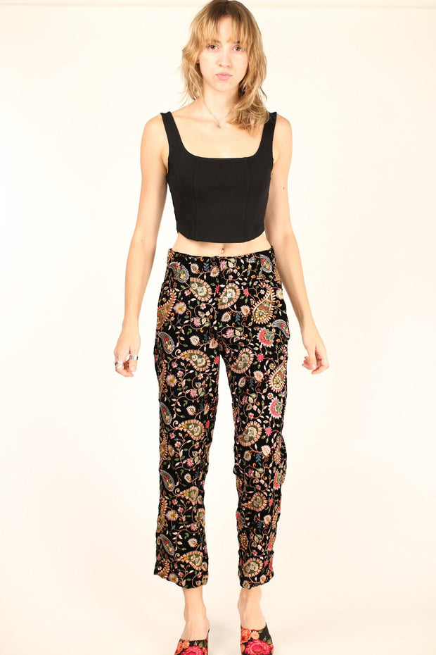 EMBROIDERED VELVET PANTS DEWI - sustainably made MOMO NEW YORK sustainable clothing, fall22 slow fashion