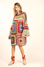 HAND CROCHET KAFTAN RAJA - sustainably made MOMO NEW YORK sustainable clothing, crochet slow fashion