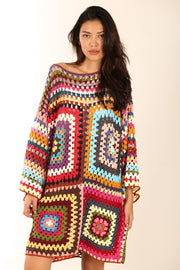 HAND CROCHET KAFTAN RAJA - sustainably made MOMO NEW YORK sustainable clothing, crochet slow fashion