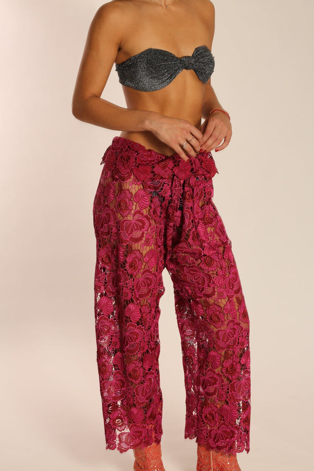 LACE WRAP FISHERMAN PANTS MALIBU - sustainably made MOMO NEW YORK sustainable clothing, pants slow fashion