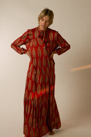 SILK MAXI DRESS ARAVENA - sustainably made MOMO NEW YORK sustainable clothing, dress slow fashion