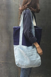TWO TONE INDIGO SHOULDER BAG RACHEL - sustainably made MOMO NEW YORK sustainable clothing, samplesale1022 slow fashion