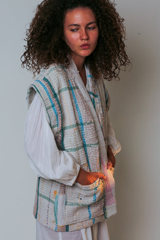 VINTAGE COTTON VEST WUISA - sustainably made MOMO NEW YORK sustainable clothing, slow fashion