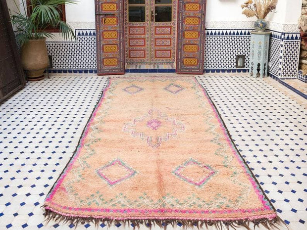vintage moroccan rug from Beni mguild, berber handmade area rug - sustainably made MOMO NEW YORK sustainable clothing, rug slow fashion