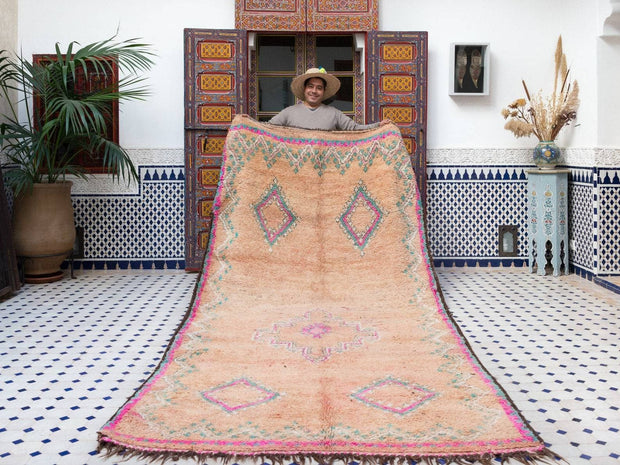 vintage moroccan rug from Beni mguild, berber handmade area rug - sustainably made MOMO NEW YORK sustainable clothing, rug slow fashion