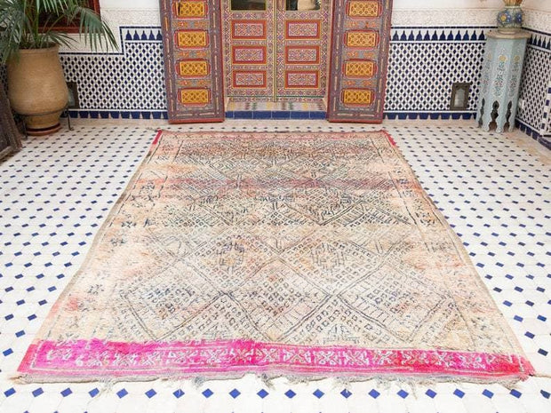 vintage moroccan rug from Beni mguild, berber handmade area rug - sustainably made MOMO NEW YORK sustainable clothing, rug slow fashion